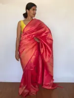 Hot Pink Banarasi Silk Saree - Image 3