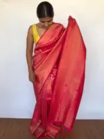 Hot Pink Banarasi Silk Saree - Image 4