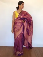 Purple Banarasi Saree with Gold Zari Weaves - Image 5