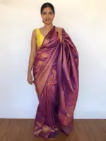 Purple Banarasi Saree with Gold Zari Weaves - Image 4