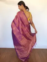 Purple Banarasi Saree with Gold Zari Weaves - Image 2