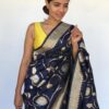 Navyblue Banarasi Silk Saree with Antique Gold and Silver Zari Weaves