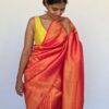 Rust Orange Banarasi Saree with Gold Zari Weaves