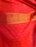 Rust Orange Banarasi Saree with Gold Zari Weaves - Image 6