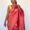 Sorbet Pink Banarasi Saree with Gold Zari Weaves