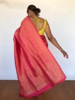 Sorbet Pink Banarasi Saree with Gold Zari Weaves - Image 4