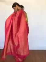 Sorbet Pink Banarasi Saree with Gold Zari Weaves - Image 5