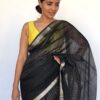 Black Mangalagiri Silk Saree with Silver Zari Checks