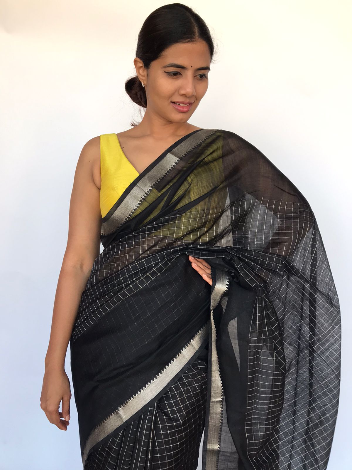 Black Mangalagiri Silk Saree with ...