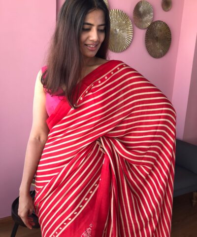 Multicolored Printed Satin Saree