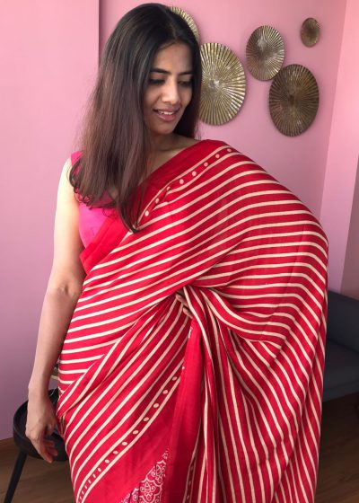 Multicolored Printed Satin Saree