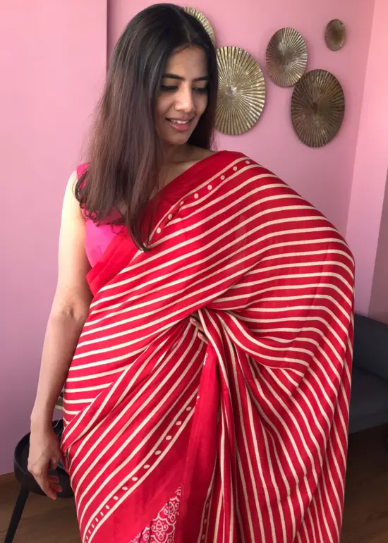 Multicolored Printed Satin Saree