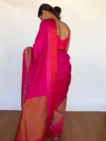 Pink Banarasi Silk Saree - Image 3