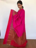Pink Banarasi Silk Saree - Image 2