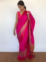 Pink Banarasi Silk Saree - Image 5