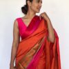 Orange Banarasi Satin Saree