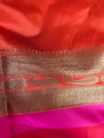 Orange Banarasi Satin Saree - Image 6