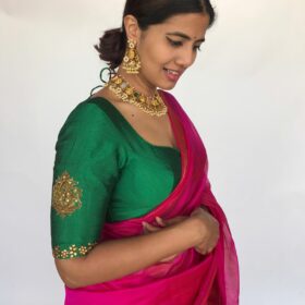 Bottle Green Handwoven Silk Blouse