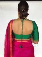 Bottle Green Handwoven Silk Blouse - Image 2