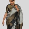 Grey Kanjivaram Silk Saree with Handwoven Gold zari weaves
