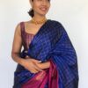 Royal Blue Kanjivaram saree with Gold Zari checks