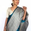 Ocean Blue Kanjeevaram Silver Zari Silk Saree