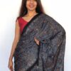 Pure Dark Blue Ajrakh Modal Silk Saree with Hand Block Prints