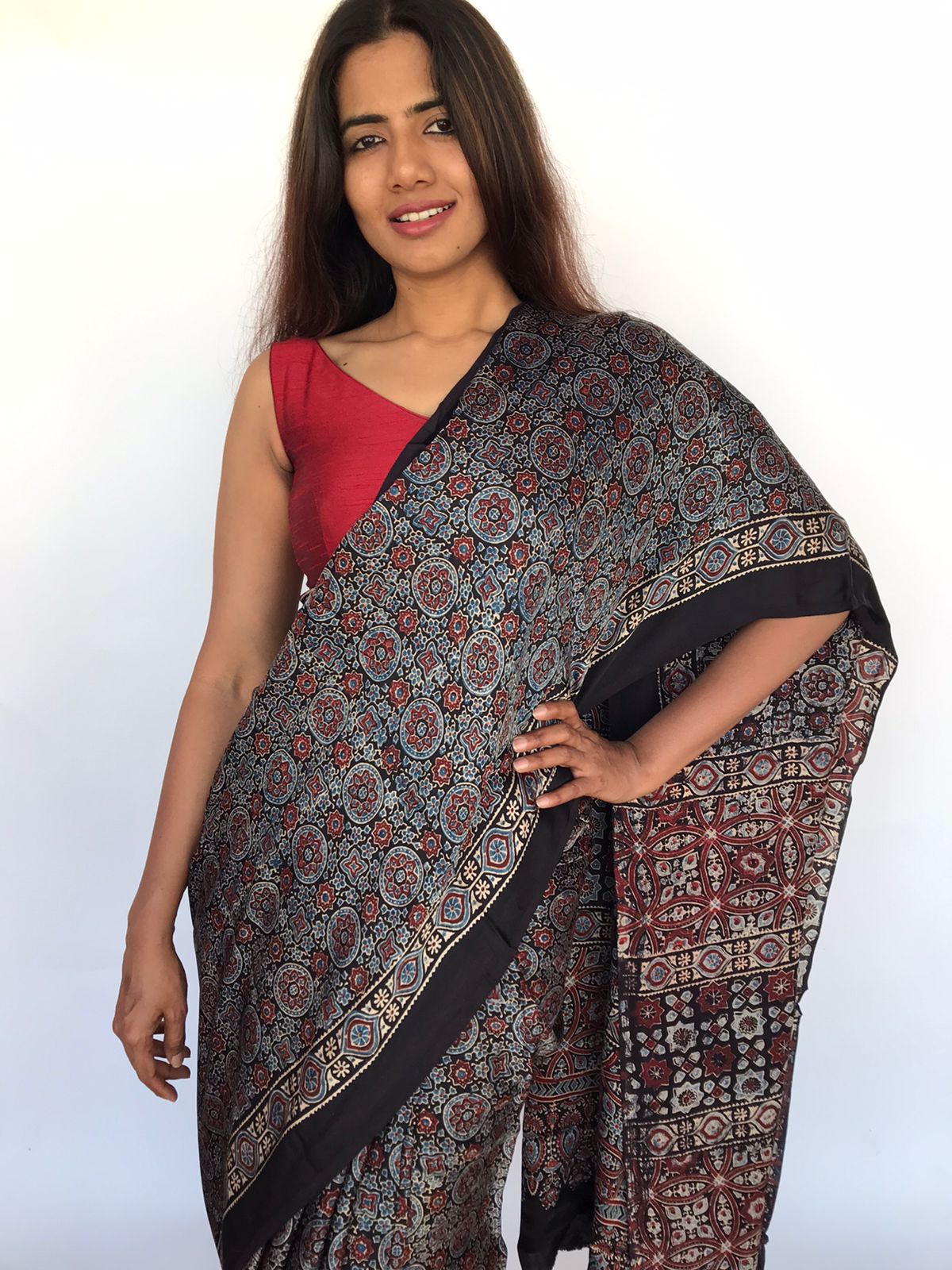 Ajrak Print Pure Cotton Salwar Suit Material Unstitched Dress for Women's ( Ajrakh  dress material )