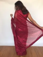 Maroon Georgette Sequin Saree with Embroidery Work - Image 6