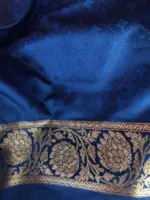 Navy Blue Banarasi Silk Saree with Antique Zari Weaves - Image 7