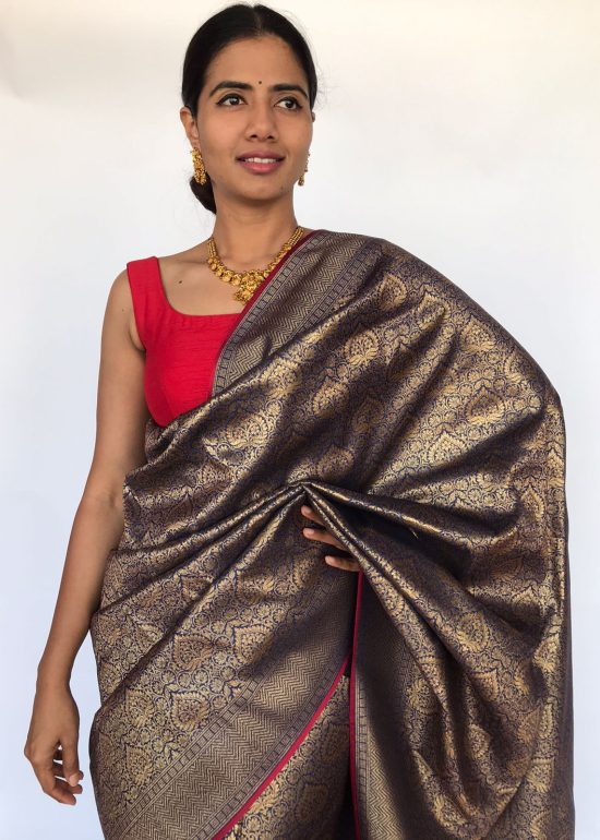 Navy Blue antique zari banarasi sarees