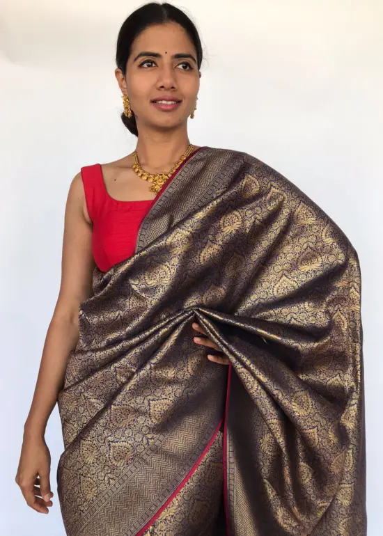 Navy Blue antique zari banarasi sarees