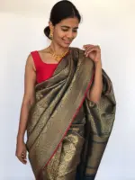 Green Banarasi Silk Saree with Jaquard Gold Zari Weaves