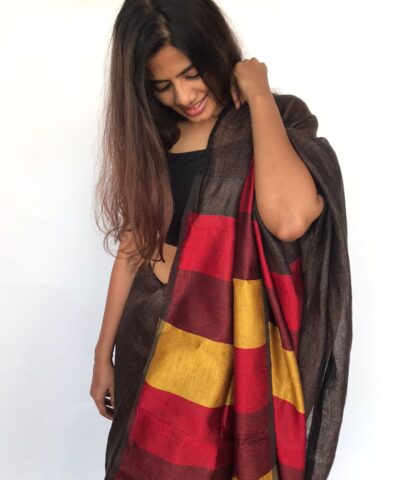 Earthy Brown Linen Saree