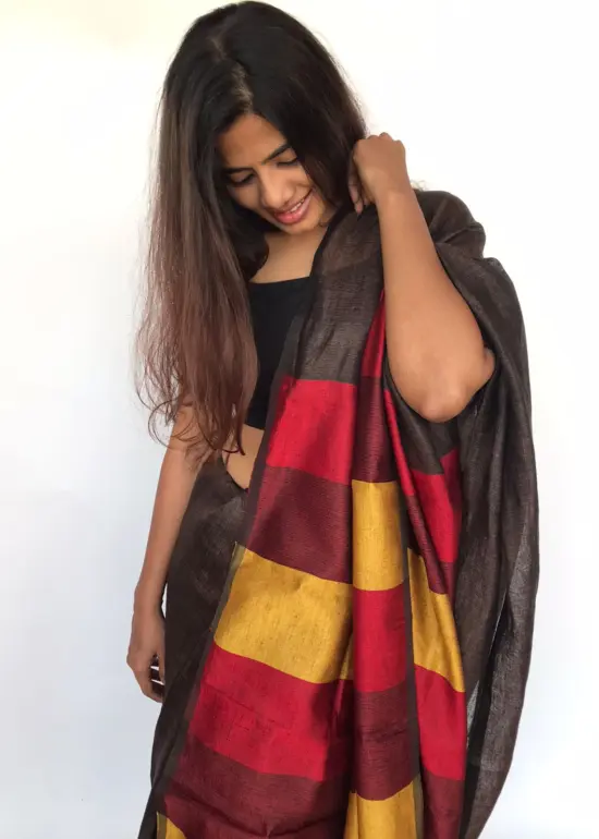 Earthy Brown Linen Saree