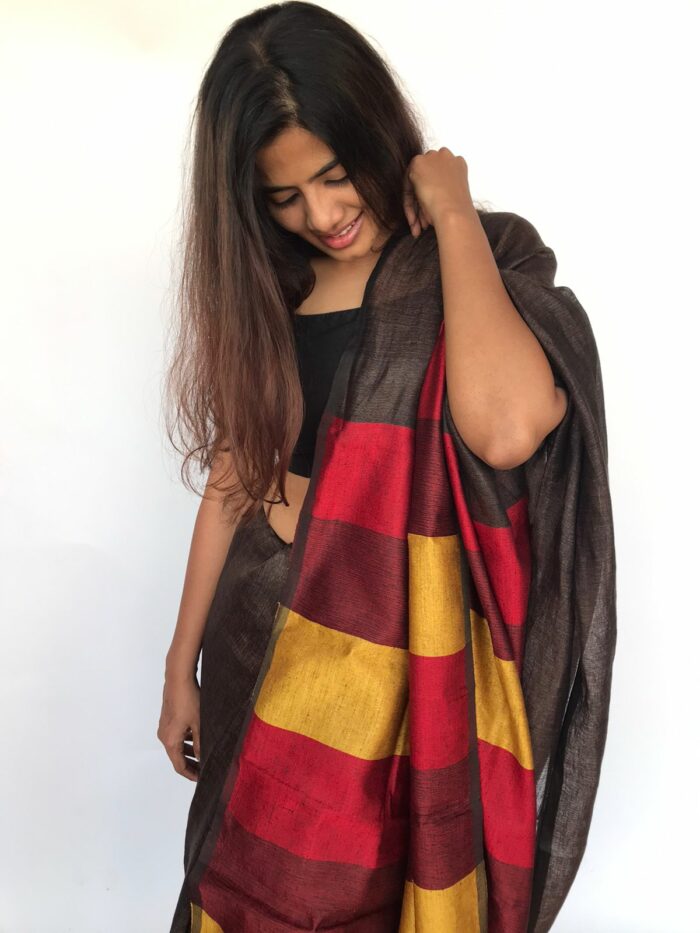 Earthy Brown Linen Saree