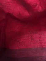 Pure Handmade Purple Linen Saree with Contrast Multicolor Pallu - Image 7