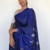 Royal blue kanjeevaram Saree with Silver Zari Checks