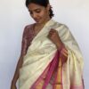 Ivory Kanjivaram Saree with Gold Buttas