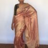 Rose Gold Pure Tissue Silk Saree with Jacquard Zari Border