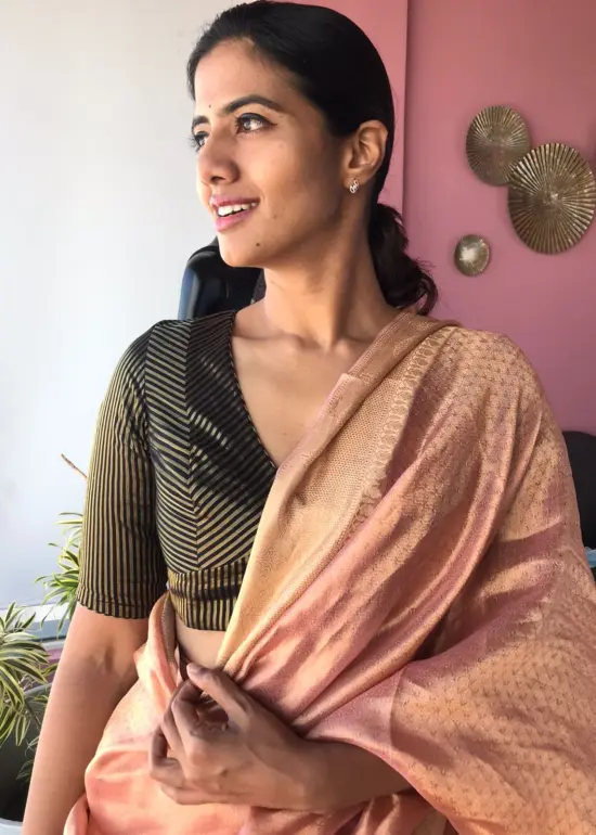 Gold Black Chanderi Silk Blouse