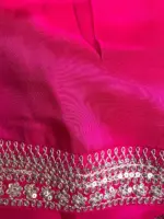 Ombre Pink Georgette Sequin Saree with Hand Embroidery Border - Image 7