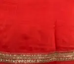 Ombre Peach Georgette Sequin Saree with Hand Embroidery Border - Image 6