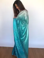 Ombre Blue Georgette Sequin Saree - Image 2