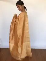 Pure Peach Tissue Silk Saree with Tanchui Weaves - Image 2