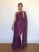 Magenta Sequin Georgette Saree - Image 3