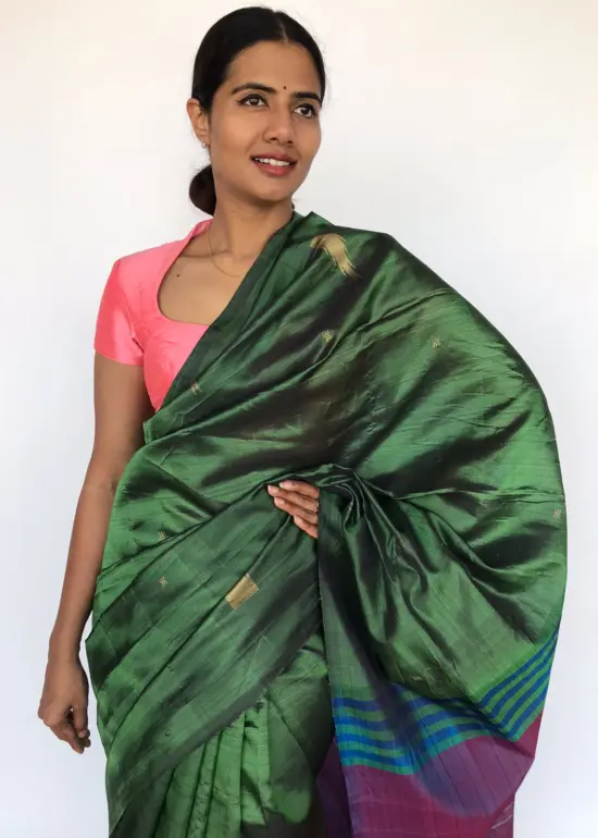 Bottle Green Chinnalapattu Saree