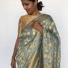 Ice Blue Banarasi Georgette with Woven Floral Weaves