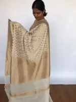 Ivory Banarasi Georgette Saree with Golden Zari - Image 2