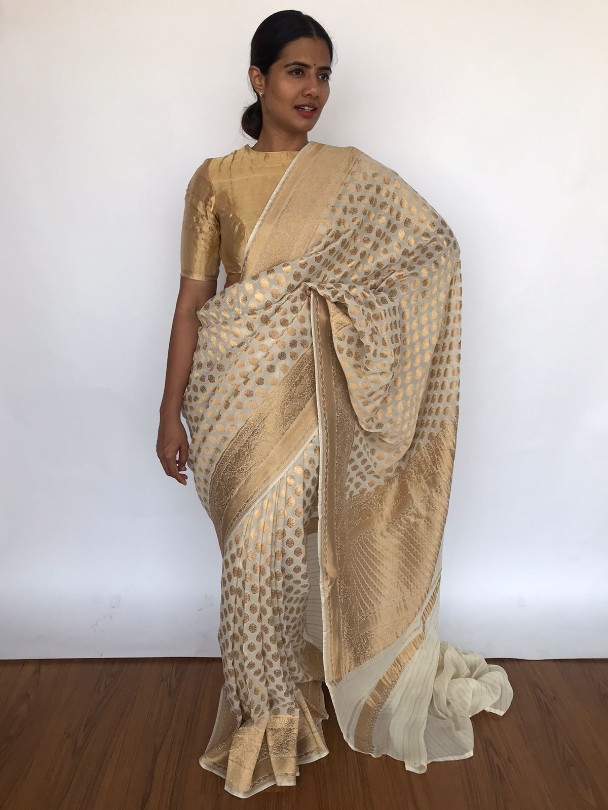Buy Navya Diseno Women's Pure Banarasi Soft Lichi Silk Kanjivaram Style  Saree For Women Half Saree Below 399 Rupee Under 999 Art Silk Beautiful For  Golden & Silver Zari Woven Soft Shining